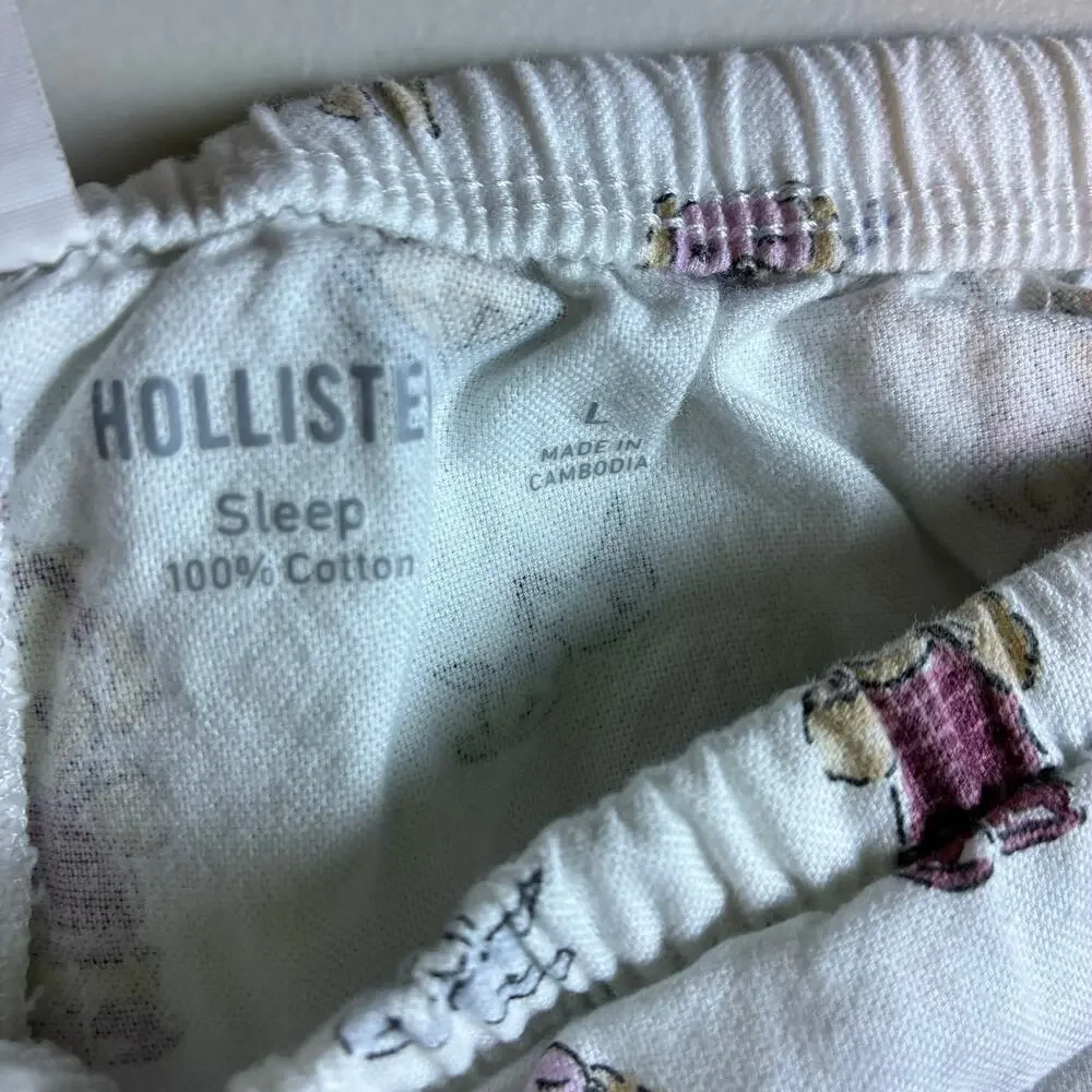Hollister Sleep Teddy Bear Pajama Shorts Women's Large 100% Cotton Lounge
